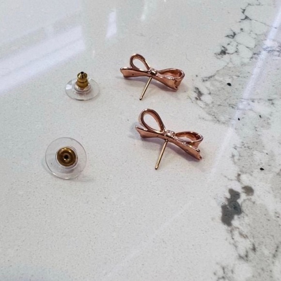Kate Spade Bow Earrings, Minimalist Petite, Rose Gold - Picture 6 of 6